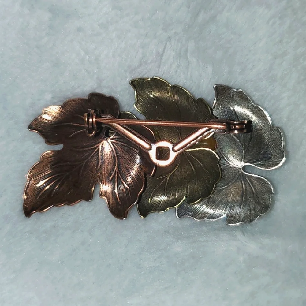 Vintage Tri-Tone MCM Leaf Brooch